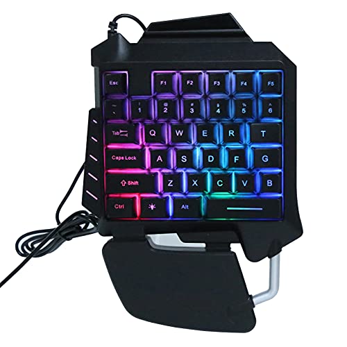 ASHATA One Hand RGB Mechanical Gaming Keyboard, 35-Key USB Wired Portable Mini Gaming Keypad Ergonomic Mechanical Keyboard, with Wrist Rest, for Win 98SEME/2000/XPVISTA/7/10