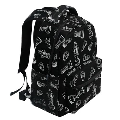 Backpack Black Chess Bookbag Daypack Travel Hiking Camping School Laptop Bag - color: Multi Pattern 22