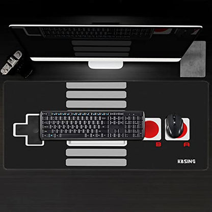 Gaming Mouse Pad - Extended Keyboard Mouse Pad Mat, Large PC Laptop Game Mouse Mat Huge Desk Pad with Stitched Edges, Anti-Slip Rubber Base Mousepad, 35.5"x15.4"x0.1" (MPX-02)