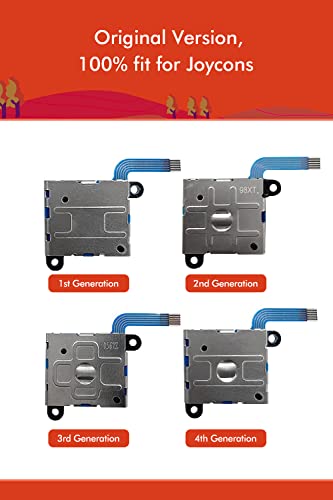 Joystick Replacement Kit for Joycon ( 48 in one), Joystick Replacement for Switch/ Switch Lite/ Switch OLED Joycon, Include 4 Thumb 3D Sticks, 4 Metal Buckles, 2 Screwdrivers, Pry Tool, 14 Thumbstick Grips