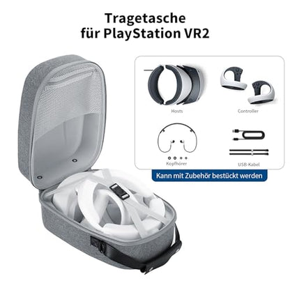 AceGamer Hard Carrying Case for Playstation VR2 Protective Case, Travel Bag Compatible with PS VR2 Headset and Controller Accessories, gray, PS VR CASE - color: Light Grey