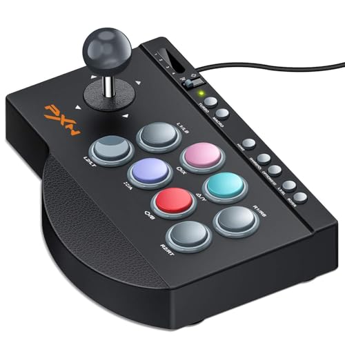 PXN 0082 Arcade Stick with Turbo, Macro & Joystick/D-Pad Mode Switch, USB Fight Stick for PC, Xbox Series X|S, Xbox One, PS4, PS3 & Switch