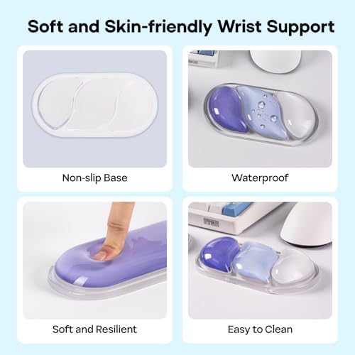 EPOMAKER CloudGel Wrist Rest for Keyboard and Mouse, 2 Pieces | Silicone Wrist Support, Anti-Slip Rubber Bottom, Ergonomic Design, Suitable for Office/Computer/Laptop/Gaming (Blue) - color: Blue