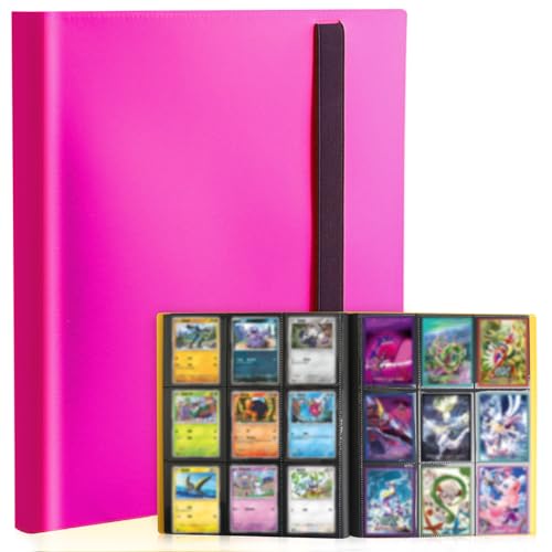Card Binder 9-Pockets,Trading Card Binder,20 Pages, 360 Card Capacity Collection Binder, Card Folder for MTG, TCG, Game Cards & Sports Cards (Rose Red) - color: Rose red