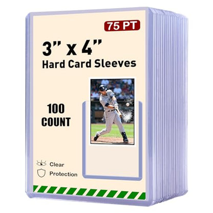 100ct 75pt 3"x4" Hard Card Sleeves Plastic Trading Card Protector ﻿ | Open-top clear shell, shields cards from scratches and bends, ideal for displaying baseball, sports and TCG collectibles - size: 75PT 100ct Hard Sleeves