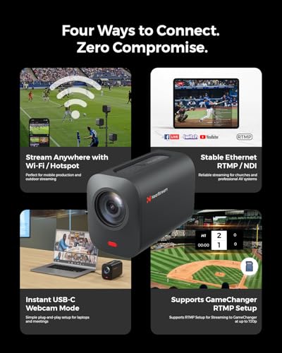 NearStream VM33 3-Pack Multi Camera Live Streaming Kit, 3 Wireless Streaming Cameras with Tripod, Super Clamps & Tablet Holder for Church, Sports, Podcasts, Interviews & Events (VM33 3-Pack Kit)