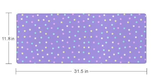 Mouse Pad Gaming, Large Mouse Pads, Non-Slip Rubber Base Mousepad, Keyboard Mouse Mat Desk Pad with Stitched Edges, 31.5x11.8 inch Pastel Star Pattern - color: Pastel Star Pattern