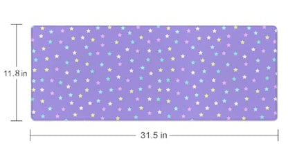 Mouse Pad Gaming, Large Mouse Pads, Non-Slip Rubber Base Mousepad, Keyboard Mouse Mat Desk Pad with Stitched Edges, 31.5x11.8 inch Pastel Star Pattern - color: Pastel Star Pattern