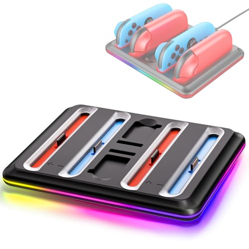 for Nintendo Switch 2 Joy-Cons Controller Fast Charging Dock, 4 in 1 Magnetic Design Fast Charging Stand Station with RGB Indicators for Nintendo Switch 2 Accessories