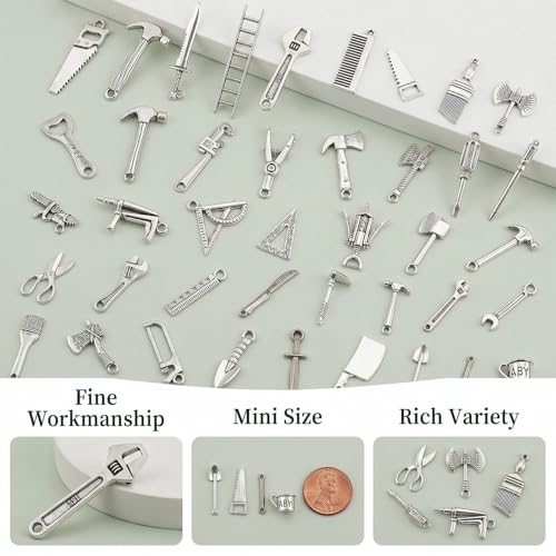 40PCS 1:12 Miniature Dollhouse Silvery Metal Home Repair Tools Micro Scene Model Work for Party Dollhouse Decoration Accessories Mini Yard Building Supplies Pretend Toy DIY Crafts Ornament