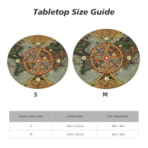 Nautical Compass Round Tablecloth Elastic Fitted Table Cover Washable Elastic Edge Tablecloths for Kitchen Dining Party Fitted Table Table 40-44 inch - color: Black33, size: 40" (Round)