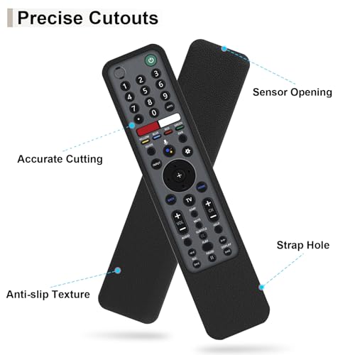 Protective Silicone Case for Sony RMF-TX600U RMF-TX500U Remote Control | Remote Cover for Sony MF-TX500E RMF-TX600E Smart TV Remote Sleeve Skin Waterproof, Anti-slip (Black) - color: Black
