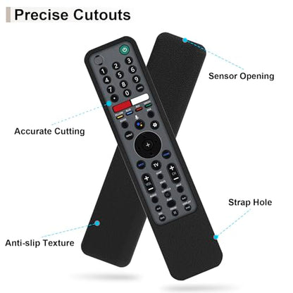 Protective Silicone Case for Sony RMF-TX600U RMF-TX500U Remote Control | Remote Cover for Sony MF-TX500E RMF-TX600E Smart TV Remote Sleeve Skin Waterproof, Anti-slip (Black) - color: Black