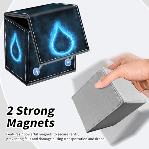 BVDIKMI Card Deck Box for MTG, Card Storage Box Fits 100+ Single Sleeved Cards, PU Leather Strong Magnet Card Deck Case Holder for Magic Commander TCG CCG, Black Tree - color: Black Tree