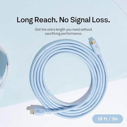 Pixio Blue 8K HDMI 2.1 Cable Ultra Certified Ultra High Speed 10FT 8K 60Hz 4K 120Hz Nylon Braided, Gold Plated Connector, Anti-Breakage, HDR10+, dtsx, eARC, HDCP, Dolby Compatible - color: Blue, size: 10 ft