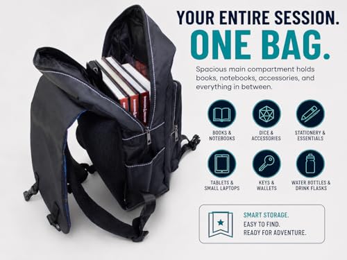 DND Backpack | Bag of Holding Tabletop RPG Travel Backpack for D&D Players & Dungeon Masters | Dice Storage, Laptop & Book Bag for School, Work, TTRPG, Board Game & Fantasy Gaming Gear Accessories