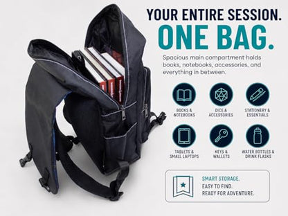 DND Backpack | Bag of Holding Tabletop RPG Travel Backpack for D&D Players & Dungeon Masters | Dice Storage, Laptop & Book Bag for School, Work, TTRPG, Board Game & Fantasy Gaming Gear Accessories
