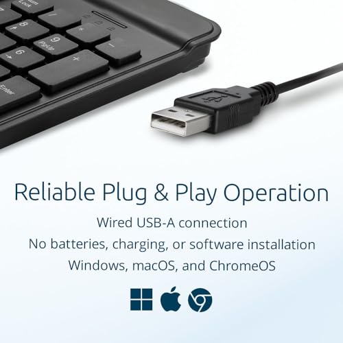 Kensington KB201 Simple Solutions Wired Keyboard, Black, TAA Compliant (K75453TAA) - size: Wired Keyboard