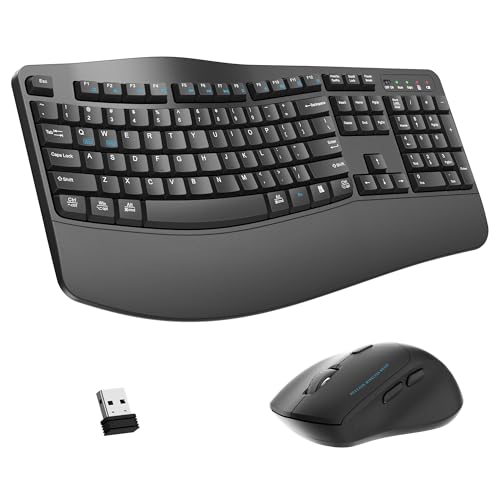 Wireless Keyboard and Mouse Combo,2.4G Full Size Ergonomic Wave Keys(Gray) | Cordless Keyboard with Wrist Rest,3-Level DPI Ergonomic Mouse for Office and Home,Windows/Mac OS/Desktop/Laptop/PC - color: Graphite Gray