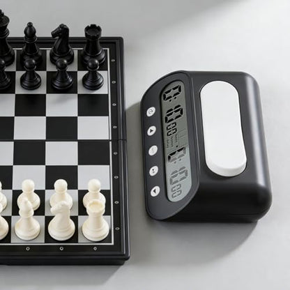 VINJOE Chess Clock Digital Chess Timer Professional for Board Games,Portable Digital Chess Clock & Game Timer with Basic,Bonus,Delay and Positive Time Features with Alarm Function Best Gifts