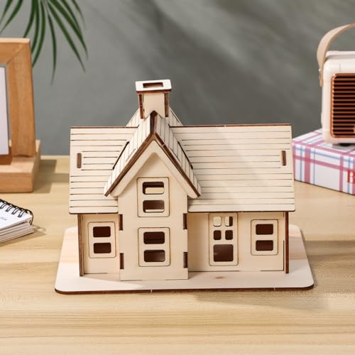 1 Set 3D Wooden Puzzles House Model Building Kit, DIY Wood Cabin Kit for Adults to Build, Creative 3D Tiny Home Model House Jigsaw Puzzles Toys for Kids and Adults