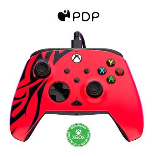 PDP Rematch Enhanced Wired Gaming Controller for Xbox Series X|S & Xbox One | Licensed for Xbox & PC, 2 Mappable Back Buttons, Adjustable Triggers, Audio Controls, Companion App, Gamepad, Spirit Red - color: Spirit Red, style: Controller