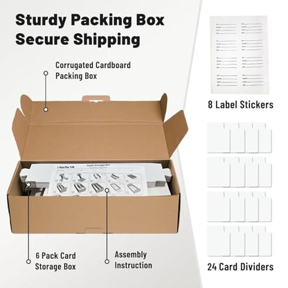 NUMINA 6 Pack 2-Row Large Card Storage Boxes, Holds up to 1800 Cards per Box (10800 Total), Heavy-Duty Cardboard Organizer with Dividers for MTG, Toploader & Sports Cards - size: 6 Pack