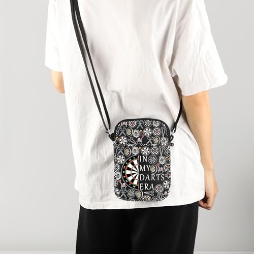 MNIGIU Funny Dart Gift For Dart Player In My Darts Era Crossbody Bag Dartboard Paint Shoulder Bag Dart Game Queen Gift - color: In My Darts Era Black