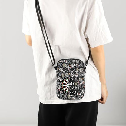 MNIGIU Funny Dart Gift For Dart Player In My Darts Era Crossbody Bag Dartboard Paint Shoulder Bag Dart Game Queen Gift - color: In My Darts Era Black
