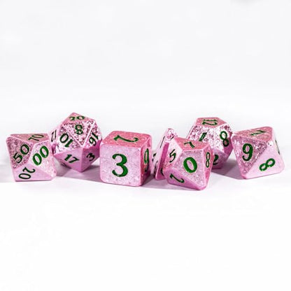 Pink DND Dice Set Sparkling D&D Polyhedral Dice for Tabletop Games | Leather Storage Bag, DM Gift, for Dungeons and Dragons Role Playing Games - color: Electroplated-pink