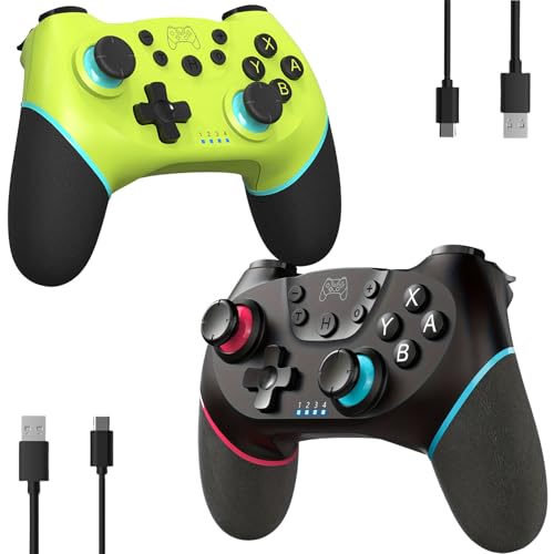 2 Pack Wireless Pro Controllers for Nintendo Switch/Lite/OLED/Switch 2 | 2026 Upgraded Bluetooth Switch Pro Controller with Hall Effect Joystick, 6-Axis Gyro, Dual Vibration, Turbo & Ergonomic Grip - color: Black+Olive