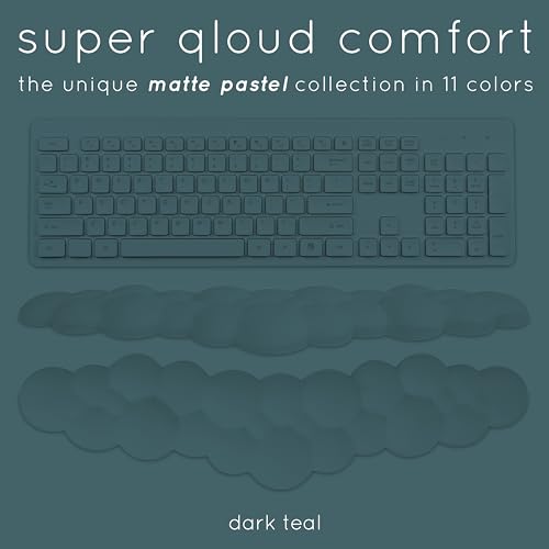 Cloud Keyboard Wrist Rest – Create-ables Qloud Cloud Wrist Rest for Computer Keyboard and Mouse, Ergonomic Memory Foam Wrist Pad with Non-Slip Base, Includes Cloud Mouse Pad – Dark Teal - color: 09 Dark Green