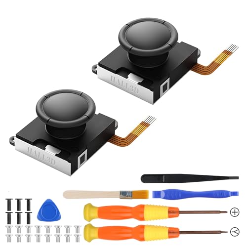 TMR Hall Effect Joystick Replacement for Switch JoyCon [2 Pack] | Precision TMR Technology, Anti-Drift Performance, Low Power Design, for Switch/OLED/Lite JoyCon, 32-in-1 Repair Kit - color: Black 1 pair