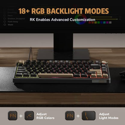 RK ROYAL KLUDGE R75 Wired Mechanical Keyboard with Volume Knob, 75% Mechanical Gaming Keyboard Gasket Mount, Hot Swappable Silver Switch, MDA Profile PBT Keycaps, Creamy Keyboards, Black - color: black