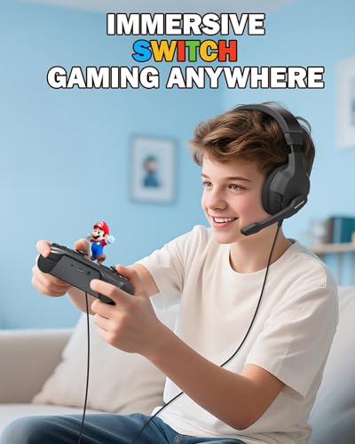 NUBWO U3 Gaming Headset with Mic for PC, PS4, PS5, Xbox 1, Mac, Switch, Wired Over-Ear Gaming Headphones with Mic Clear Call, Lightweight & in-Line Control-Black