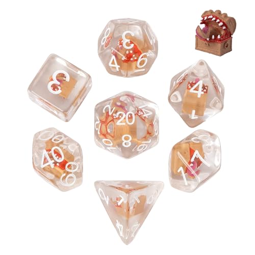 UDIXI Polyhedral Dice Set D&D, Mimic Chest DND Dice Set for Tabletop Games | Velvet Storage Bag, DM Gift, for Dungeons and Dragons Role Playing Games Board Games - color: Mimic Chest