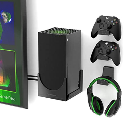 TotalMount for Xbox Series X – Pro Bundle (Mount and 3 Controller Holders) | Designed in USA – Wall Mount Secures Each Side to Prevent Falls – Damper Minimizes Fan Rattling During Gaming - size: Large Bundle: Wall Mount and 3 Controller Holders