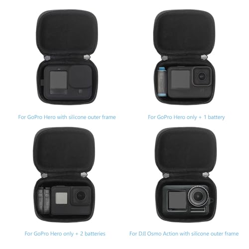 JSVER Mini Carrying Case for GoPro Hero 13/12/11/10/9/8/7/6/5/4/3, DJI Osmo Action, AKASO EK7000 / EK7000 Pro / V50 Pro/Brave 4, Campark ACT74 / ACT76, Dragon Touch Vision 3, YI Lite / 4K+ - size: Small-T2