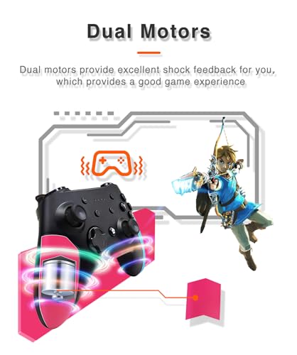 Wireless Switch Pro Controller for Nintendo Switch with Adjustable Turbo Function,Dual Vibration Function,Gyro 6-Axis and High Battery Life. Remote Gamepad Joystick for Switch Console, Red&Blue
