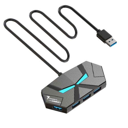 USB 3.0 Hub, 7-Port USB Hub, USB Splitter, USB Extender with Power Port for Laptop, PC, Xbox, Gamepad,Flash Drive, HDD, Console, Printer, Camera,Keyborad, Mouse,USB Fan (7-Port USB A) - style: 7-port USB A