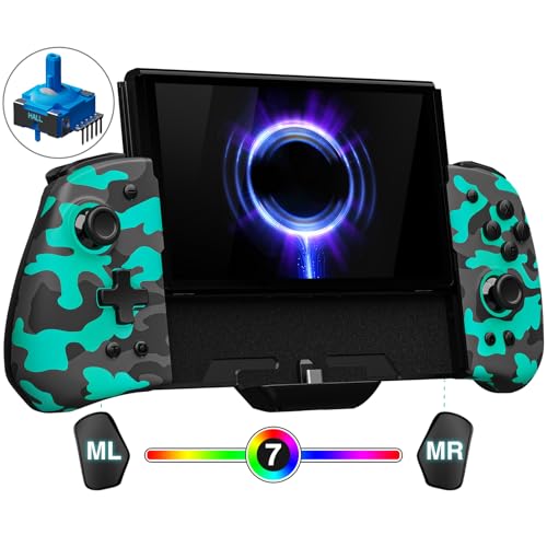 FUNLAB Switch Handheld Controller for Nintendo/OLED Joycons Customizable Switch Controller, Luminous Ergonomic Controls Camo, Switch Joypad Replacement with Adjustable Color, Turbo, Mapping - color: Camo Black