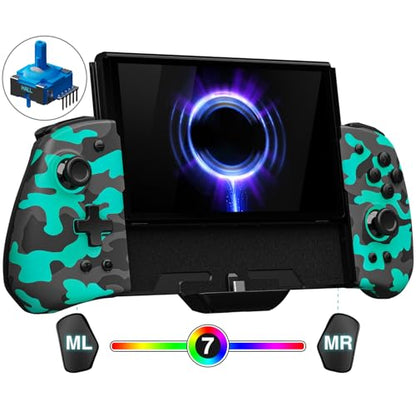 FUNLAB Switch Handheld Controller for Nintendo/OLED Joycons Customizable Switch Controller, Luminous Ergonomic Controls Camo, Switch Joypad Replacement with Adjustable Color, Turbo, Mapping - color: Camo Black