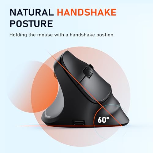 MEETION Left-Handed Ergonomic Mouse,Vertical RGB Mouse, Bluetooth 5.2 & 3.0 + 2.4G USB-A with USB-C Adapter, 4 Adjustable DPI Rechargeable Wireless Mouse for Windows/Mac/PC/Tablet/Black - color: Black