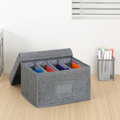 Qozary Index Card Holder 4x6 | Index Card Box With Dividers, Index Card Organizer Case, Foldable Flash Card Holder, 1000+ Card Capacity Box With Lid