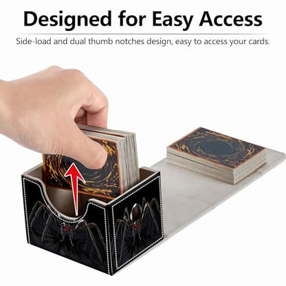 Strong Magnet Card Case Deck Box Mtg Card Box Playing Card Box Magic Deck Box Tcg Up to 200 Cards Creative Pattern Trading Card Storage Box for Collectible Card Games, Menacing Black Spider - color: Menacing Black Spider