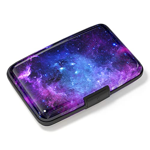 Credit Card Holder, Mini Aluminum Card Wallet RFID Blocking Slim Metal Hard Card Case for Women Men, Galaxy - color: Galaxy