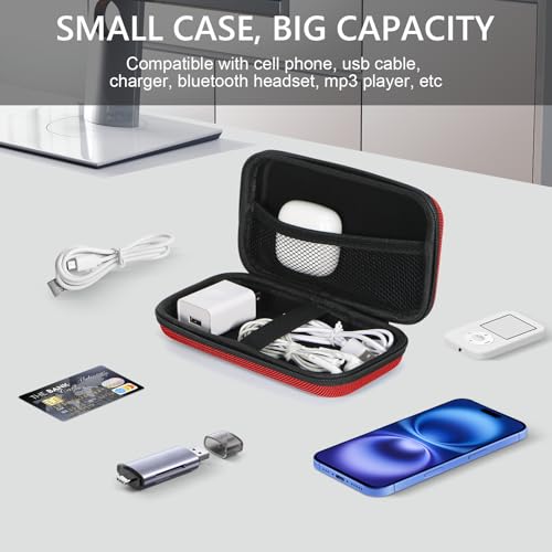 Hard Protective Travel Case, Shockproof EVA Electronic Organizer | Fits Anker, Jackery, RAVPower Power Bank, Cell Phones, GPS, Cables, Car Accessories, Travel Gadgets,Red - color: Red