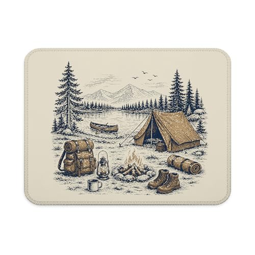 Vintage Mountain Forest Camping Mouse Pad, Camping Lover Gifts, Rustic Nature Campfire Landscape Mouse Pad for Work Computers Laptop Home Office Dorm Desk Accessories, 9.5x7.9 Inch - color: Landscape Flowers Mouse Pad R