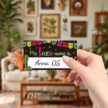 COCHIE Taco Game for Party Family Adults Office Large Groups, What is Your Taco Name Game Mexican Fiesta Party Decorations with 36 Name Label Stickers - 36 Players (Taco-Games)