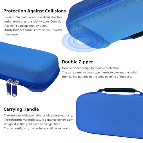 RAVEtone Travel Carrying Case Compatible with Nintendo Switch 2 Model 2025, Large Capacity Premium EVA Portable Hard Shell Pouch Waterproof Game Bag with 32 Game Cartridge Accessories (Blue) - color: Blue, style: Large
